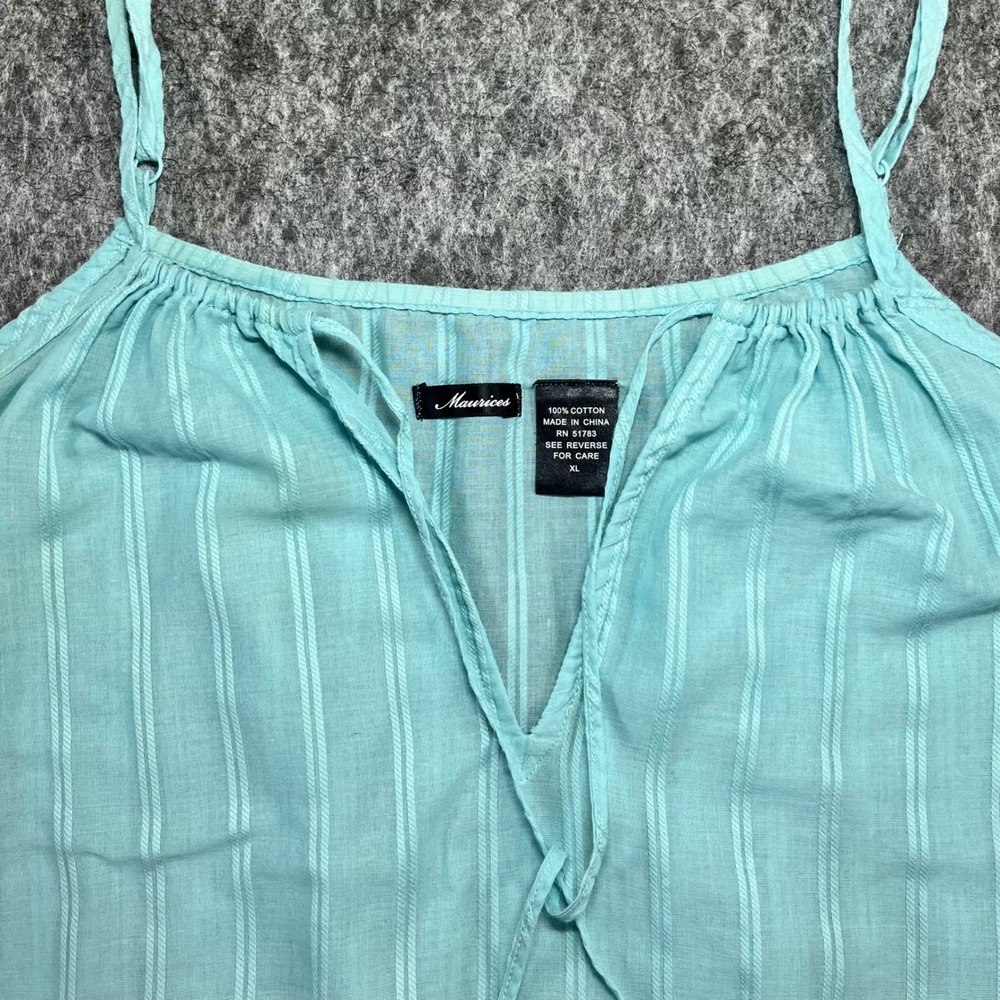 Maurices Cami Tank Top Women XL Light Blue Cotton Peplum Boho Peasant Y2K Airy - Picture 2 of 9